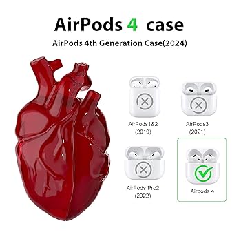 Amazon.com: AirPods 4 Case, Heart-Shaped Liquid Silicone